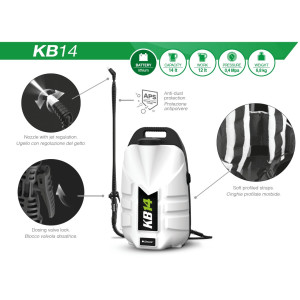 Аккумуляторный электрический распылитель ранцевый KB14, бак 14 л.