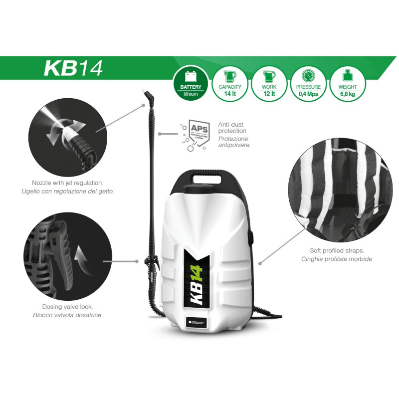 Аккумуляторный электрический распылитель ранцевый KB14, бак 14 л.
