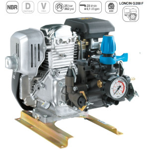 Насос мембранный Comet серия MC 25 (18,5 л/мин;25 бар) с бенз.дв.LONCIN G200F