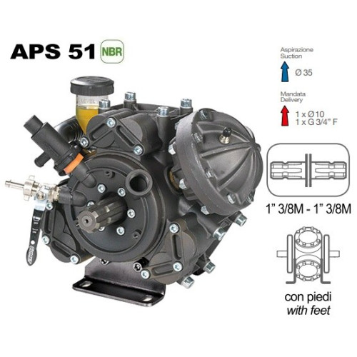 Насос мембранный Comet APS 51 40 бар, ВОМ, 5.5 кВт