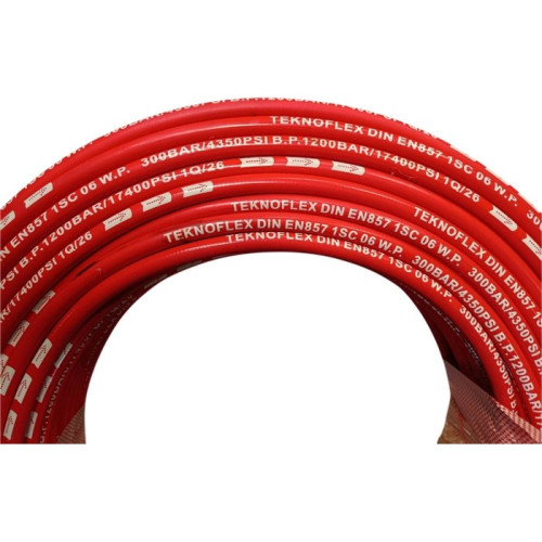 Рукав в/д TEKNOJET FLEXY 1SC 1/4" DN06, 300 bar, красный (бухта 100м)