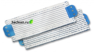 Моп для влажной уборки TTS с держателями, в полоску белый/синий , 40x13 см